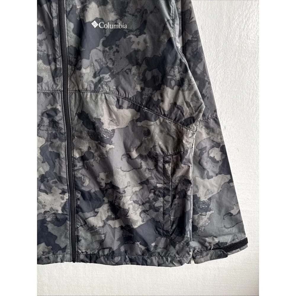 Columbia Rain Jacket Camo Hooded Lightweight Water Resistant Mens Large Packable